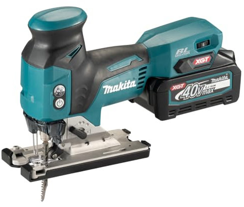 Makita JV001GM201 40Vmax Lithium-Ionen-Akku-Stichsäge, blau, bürstenloser Motor, XPT, mit 2 x 4 Ah Akku und 1 x Ladegerät