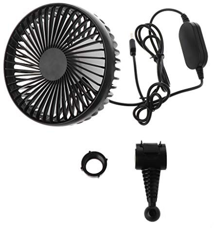 BTGHPI Ventilatore per auto portatile alimentato tramite USB, potente silenzioso, 3 velocità, girevole, per berlina SUV