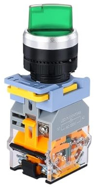 Bouton de sélection interrupteur rotatif avec verrouillage LED momentané 2NO 2 3 positions 10A LA38 interrupteur d'alimentation marche/arrêt 12V 24V 220V(Green,2NO_3 POSITION SELF-LOCK_220V)