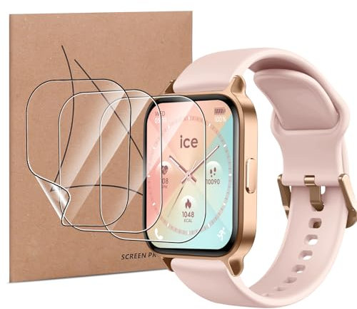 GEJEFA Protection D'écran pour Ice-Watch Ice Fit 1.78 Pouces, 3 Pièces Ultra-Mince HD Transparent TPU Souple Film de Protection pour Ice-Watch Ice Fit, Haute Définition et Couverture Maximale