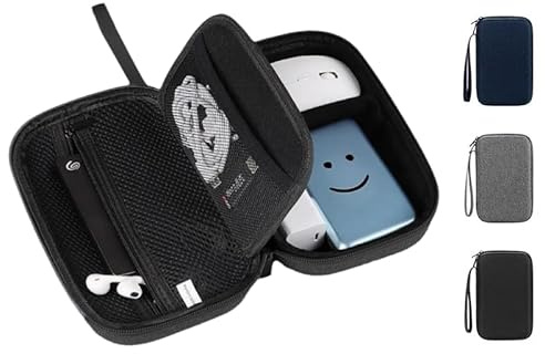 Hard Electronics Travel Organizer Case for MacBook Chargers & Storage Flash Hard Drives - Waterproof Shockproof 2-Layer Design Holds Power Bank Mouse and Cables (Small Black)