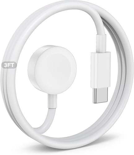 Chargeur Apple Watch, iWatch de Charge Rapide Magnétique USB-C Câble, [Certifié MFi] sans Fil Station de Charge Rapide Magnétique Compatible Apple Watch Series Ultra/SE/9/8/7/65/4/3/2 (1m)-Blanc