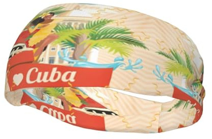 Dekoratives Sport-Schweißband mit Aufdruck AEKGOHP Island of Cuba – dehnbar, atmungsaktiv, weich und schweißableitendes Stirnband für Damen und Herren