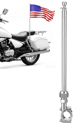 Angoily Teleskop-Fahnenmast - Ausziehbarer Motorrad & Fahrrad Fahnenhalter | 1.2m Robuste Metallkonstruktion mit Aluminium-Halterung, Verstellbare Lenkerflaggenstange für einfache Montage und Transport