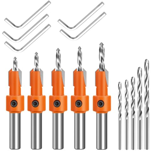 DOETYD 5 PCS countersink drill bit Set 8mm Shank Diameter Quick Change Adjustable Drill Bits