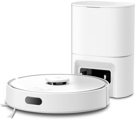 Tapo RV30 Max Plus 5300Pa - Robot aspirador y fregona con base inteligente de vaciado automático, navegación LiDAR, mapeo de múltiples pisos y control de voz para una limpieza del hogar sin esfuerzo