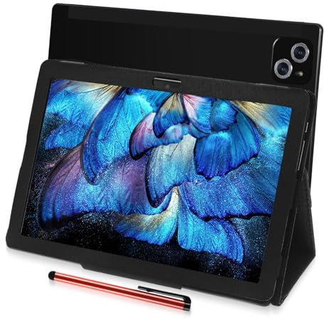 Lurrose Tableta 10.1 Pulgadas con Accesorios Completo para Niños y Adultos Pantalla Táctil Diseño Elegante para Juegos y Color Negro