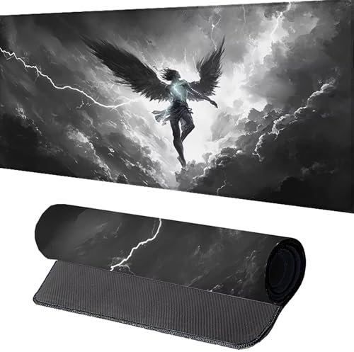 Tapis de Souris Homme 1200 x 600 mm Grand Mouse Mat XXL, Noir Tapis de Souris Bureau Gamer, à Bords Cousus, Base en Caoutchouc Antidérapante, sous Main pour sous-Main Bureau, Decoration 6-0