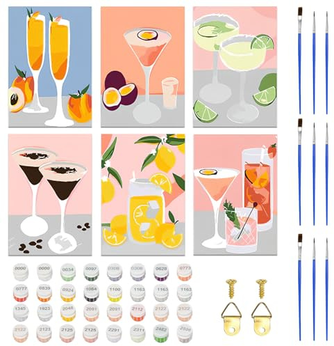 VGECEE 6 Stück Malen Nach Zahlen Erwachsene Paint by Numbers Set 20 x 30cm | DIY Malen Nach Zahlen Landschaft DIY Ölgemälde Kits mit 9 Pinseln und Acrylfarbe Geschenk für Mädchen und Jungen