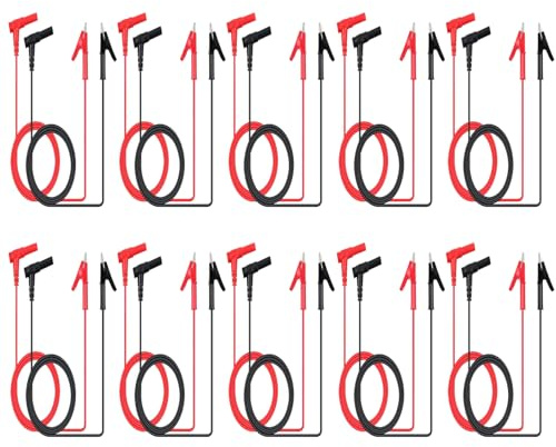 20 Pcs Fiche Banana à Pince Crocodile électriques fils Multimètre cable de Test Sonde Cordon Alligator Flexible Câble de Test Pour les Tests de Laboratoire, 1m