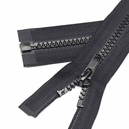 YaHoGa 2 Stück 70 cm Reißverschluss Kunststoff 5mm teilbar Reissverschluss Reißverschluss für Jacken Schwarz (70 cm)