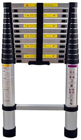 HENGMEI 3.8M Alu Teleskopleiter Klappleiter Stehleiter Schiebeleiter Mehrzweckleiter Leiter Anlegeleiter Aluleiter (3.8M)