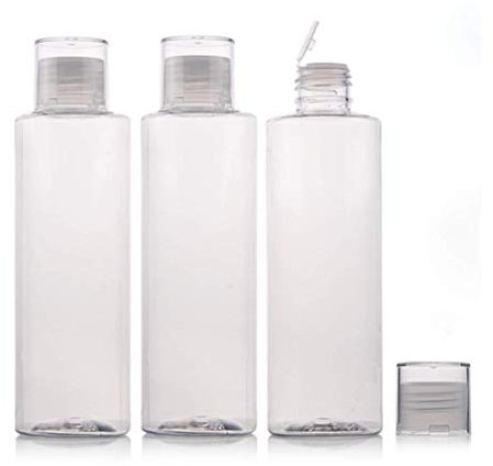VASANA 3PCS Empty Clear Plastic Soft Squeeze Bottle with Flip Cap Refillable Cosmetic Makeup Travel Sample Packing Tube Container Jars for Cosmetic Bath Shower Gel Lotion Liquid Shampoo (250ml)