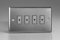 Varilight JTE104 Classic Brushed Steel 4 Gang V-Pro Remote/Touch Master LED Dimmer 0-100W