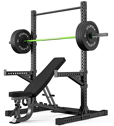Atletica R7 Squat Rack | Storm Set mit Half-Rack Upgrade〡Schrägbank mit Decline Funktion〡Cerakote Hantelstange〡Bumper Plates Set