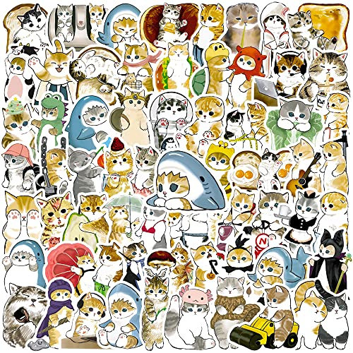 AUCEKO 100 Stück Katzen Aufkleber Pack Anime Cats Sticker Set wasserdichte Vinyl Sticker für Laptop Kinder Autos Motorrad Fahrrad Skateboard Gepäck Koffer Computer Aufkleber Graffiti Decal
