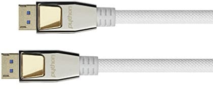 Python Premium DisplayPort 2.0 Cable - 1 m - 54 Gbit/s, UHBR 13.5-4K @240Hz / 8K @60Hz - Copper Conductor - Nylon Braided - White