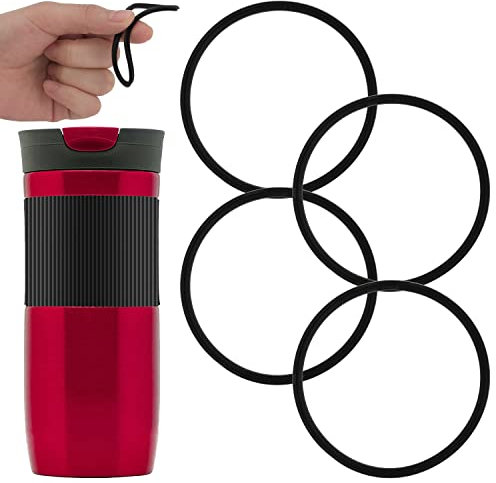 4pcs Replacement Rubber Lid Seals Compatible with 16 & 20 oz Contigo Snapseal Byron Travel Mug, Leak-Proof Rubber Seals Lid Gaskets Replacement for Contigo Mugs (Black)