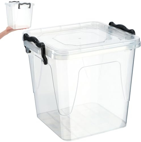 KADAX Aufbewahrungsbox mit Deckel, Robuster Plastikbehälter aus Kunststoff, Lunchbox, Transparente Frischhaltedose, Vesperdose mit Klickverschluss (3,7L)
