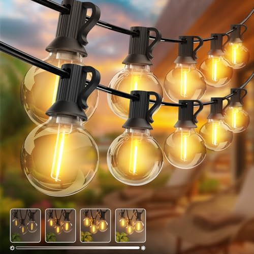2 Stück LED Lichterkette Außen 23M -【Timing Dimmbar】 Lichterkette Außen Strom mit G40 30+3 Glühbirnen Aussen Wasserdicht Warmweiß Retro Innen/Außen Lichterketten für Party Terrasse Gärten Patio Bäume