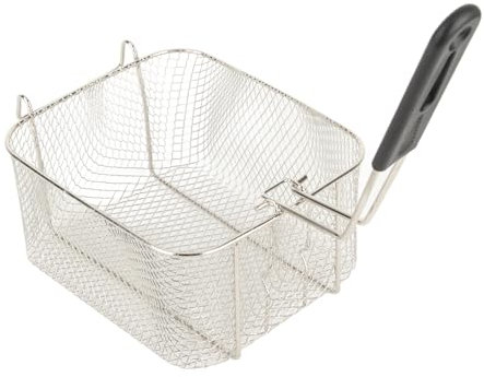 Cesta para Freír, Cesta para Freír con Largo, Cesta Coladora de Alimentos Fritos, Cesta de Freidora Eléctrica de Malla Metálica