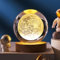GUSHE Ludosphere Lamp, Ludo Sphere Lamp, 3D Kristallkugel Nachtlicht, 3D Sonnensystem Planeten Kristallkugel Nachtlicht mit Holzsockel, 2.4inch Kristallkugel Geschenke für Männer und Frauen (Moon)
