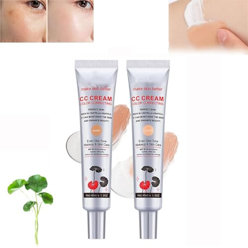 Color Correcting CC Cream,Korean Color Changing CC Cream,Color Adapting Cc Cream,Korean Cc Cream Foundation,Even Skin Tone Makeup and Skin Care (Dark+Light, 2 Pcs)