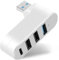 AXFEE 1 Pezzi USB 3.0 Hub, Ruotabile 3-Porta Splitter Hub, USB 2.0 + USB 3.0+ Type C per Computer, Portatile, MacBook, Chiavetta USB, Stampante, Tastiera, Mouse, Cuffie-Bianco