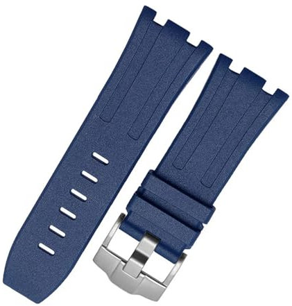 Clouism Gummi-Armband für Audemars Piguet-Uhrenarmband, Herren-Silikon-Armband, Armband-Zubehör für 15703, 28-mm-Silikon-Uhrenarmband(Blue silver buckle)