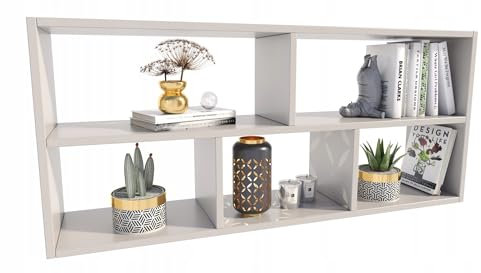 MATKAM TEO Hängeregal in moderner Optik, B113,6 x H50 x T25 cm, Wandregal in verschiedenen Ausführungen erhältlich, für Arbeits-, Wohn-, Schlaf- oder Jugendzimmer (Kaschmir)