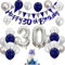 Deko 30 Geburtstag Mann Blau Silber Geburtstagsdeko 30 mit Banner 30 Zahl 30 Luftballons 30. Blaue Party Ballons Tortendeko für 30 Geburtstag Dekoration Männer Frauen