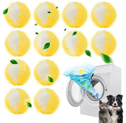 12 Stücke Gelb Tierhaarentferner Waschmaschine,Entfernt Tierhaare,Fusseln & Flusen,Fusselbälle Waschmaschine für Die Wäschepflege-Waschmaschinenzubehörr