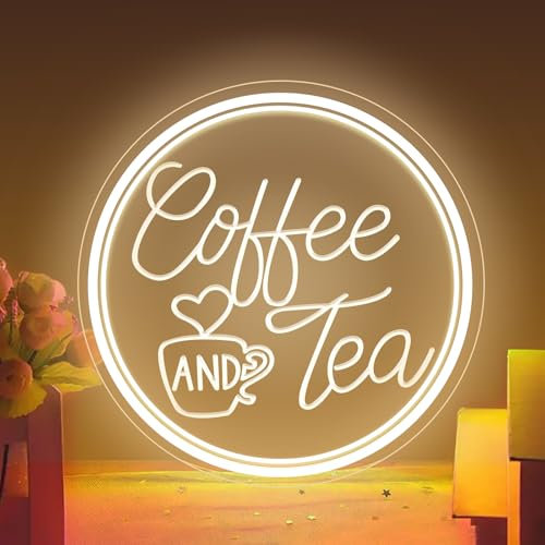 Cartel de neón para café y té, cartel de neón con USB, señal de apertura de cafés, letreros de neón, grabados, para cafetería y cafetería