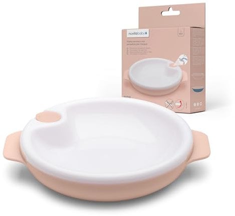 Nuvita 1429 Piatto Svezzamento Termico per Bambini – Con Serbatoio Acqua Calda, Bordo Anti-Schizzo, Fondo Antiscivolo, Manici Antiscottatura – BPA Free, Lavabile in Lavastoviglie - English Rose
