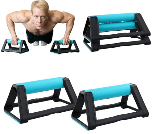 2 Pcs Liegestützgriffe, Liegestützbrett mit Silikongriff Rutschfester Basis, Tragbar Stapelbar, Tragfähigkeit 110kg, Handstand Griffe, Parallettes Calisthenics Equipment, Push Up Bars für Liegestütze
