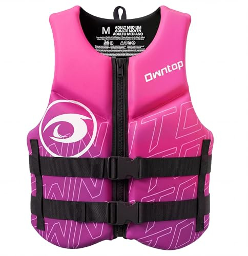 Owntop Gilet de Flottabilité Adulte en Néoprène | Gilet de Natation Léger et Pliable avec Taille Élastique à Double Boucle | Aide à la Flottabilité pour Kayak, Paddle, Pêche(Rose,XXL)