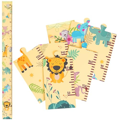 Aolso Holz Messlatte für Kinder, Messleiste aus natürlichem Holz als Puzzle, inkl. Wandbefestigung, Messlatte als Kinderzimmer Wand-Dekoration & Weihnachtsgeschenke Kinder & Babys zum Geburt-Tiere