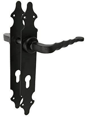 Amig - Juego de Manillas - Placa Lisa - 280 x 45 mm - Bocallave a 85 mm - Ideal para Aumentar la Privacidad de una Estancia - Placa de Acero y Tirador de Zamak Negro