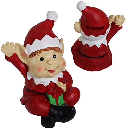 PMS 5.5 POLYSTONE NAUGHTY ELF DES HAND PAINTED MONEY BOX. P
