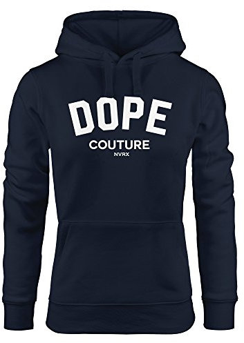 Neverless Hoodie Damen DOPE Couture Kapuzen-Pullover Navy L