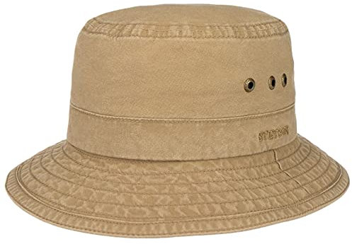 Stetson Reston Freizeithut Damen Herren Schlapphut Bio-Baumwolle Packable Baumwollhut 40-facher UV-Schutz Frühjahr Sommer Dunkelbeige XL (60-61 cm)