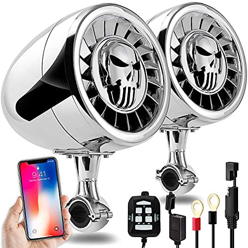 Aileap Altoparlanti stereo Bluetooth marini impermeabili da 5 pollici ad alte prestazioni Sistema audio Bass Boat per impieghi gravosi con ingresso USB e AUX, ideale per motocicli ATV/UTV/RZR