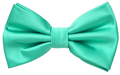 MASADA Herren Fliege Türkis Seidenlook, stufenlos verstellbar, handgefertigt, Hakenverschluss - 12 x 6 cm 100% Polyester