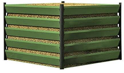 GFP Komposter Aluminium 150x150cm Hochwertiger Gartenkomposter Schnellkomposter Stecksystem 100% Wartungsfrei in Grün