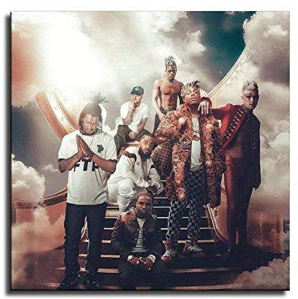 LOPIU Juice Wrld and Pop Smoke Poster Hip Hop Rap Art Leinwand Druck Home Decor Gemälde Wandkunst Bilder Poster Geschenke Schlafzimmer Decor Post