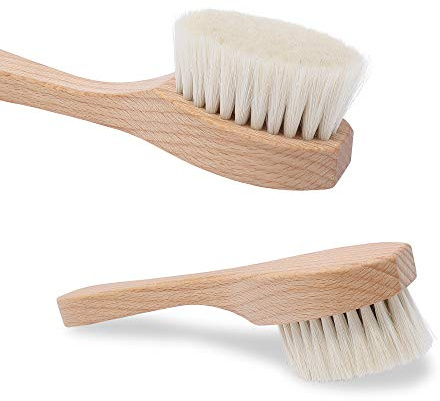 WALDKRAFT Gesichtsbürste Black Forest | schonende Massage- und Reinigungsbürste aus Buchenholz| Ziegenhaar oder Naturborsten | Made in Germany (2 Stück, Ziegenhaar - Buchenholz)