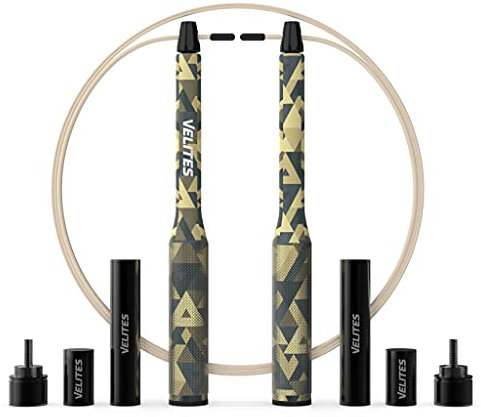 Velites I Pack Comba Fire 2.0 + Pack Lastres Incluido Edición Limitada I Comba de Entrenamiento Funcional, Cardio, Fuerza y Saltos Dobles I Potencia tu Entrenamiento de Crossfit I Color Militar.