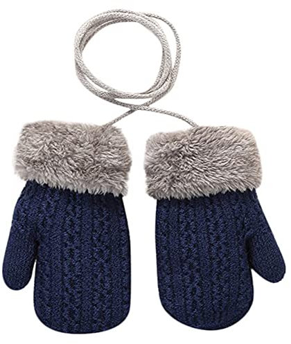 Kinder Winter Handschuhe Fäustlinge mit Band 0-3 Jahre Baby Mädchen Jungen Dicke Strickhandschuh Warme Handschuhe mit Plüsch Neugeborenen Kleinkinder Skihandschuhe No Scratch Fäustel Fäustlinge