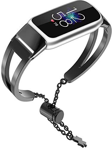 NINKI Schlankes Armband, kompatibel mit Fitbit Luxe-Bändern für Damen, Metall, elegantes Armband, verstellbares Armband, Damenschmuck, Kette, dünnes Ersatzband für Fitbit Luxe, Edelstahl, Diamant