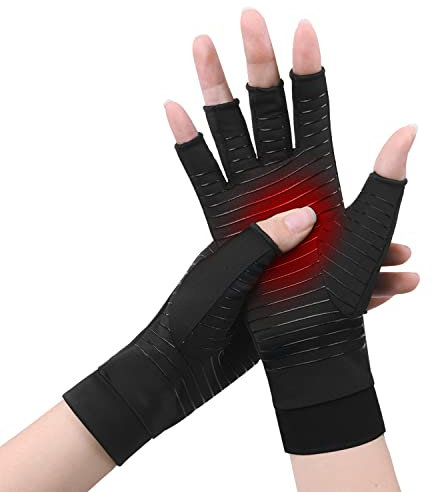 ACWOO Kupfer Arthritis Handschuhe, Kompressionshandschuhe Herren Damen für Rheumatoide & Osteoarthritis, Copper Arthrose Handschuhe Fingerlose Handschuhe für Schmerzlinderung (S)